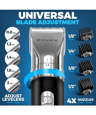 OVLUX Advanced Hair Clipper Kit - Corded/Cordless Ergonomic LED Display Stainless Steel Blades Men's Hair & Beard Styling - 4 Guide Combs & Accessories - Buy Online on SooperMarket.com