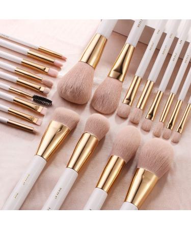 BEILI 30Pcs Professional Makeup Brush Set - Vegan Synthetic Kabuki Brushes for Face, Eyes, and Blush - Pearl White/Rose Gold - Buy Online on SooperMarket.com