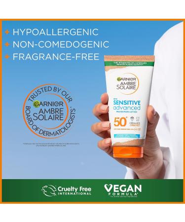 Garnier Ambre Solaire SPF 50+ Sensitive Advanced Sun Cream For Sensitive Skin Water Resistant & Non-Greasy Sunscreen SPF 50 UVA & UVB Protection Approved by Cruelty Free International 175ml 175 ml (Pack of 1) - Buy Online on SooperMarket.com