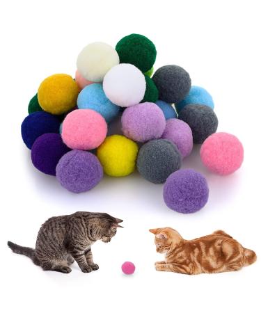 Molain Cat Toy Balls Soft Cat Balls 1Inch Kitten Pom poms Ball Cat Play Toy Indoor Cats Interactive Pompon Ball Toy (30 Pieces)
