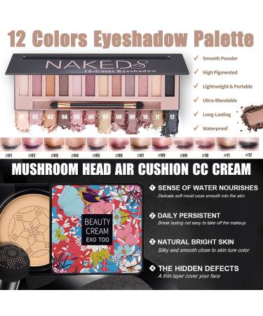 All-in-One Makeup Kit for Women | 12 Colors Eyeshadow Foundation Lipsticks & More - International Shipping - Buy Online on SooperMarket.com
