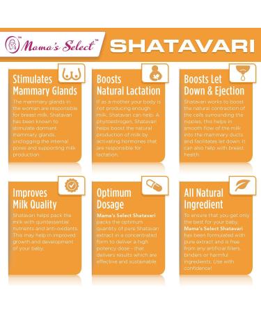 Mama's Select Shatavari: Natural Breast Milk Production Supplement - 60 Vegan Capsules | Organic, Non-GMO, Balances Hormones for Nursing & Breastfeeding - Buy Online on SooperMarket.com