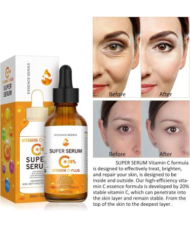 20% Vitamin C Serum for Face with Hyaluronic Acid & Retinol Serum 30ML Natural Anti Aging & Wrinkle Facial Serum Boost Skin Collagen Hydrate Brighten Plump Skin (30ml) - Buy Online on SooperMarket.com