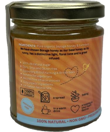 Organic Turmeric Honey Infused with UK Borage - Special Edition | High Strength, Potent, Light & Smooth Spread | Naturally Mild | 100% Organic - Buy Online on SooperMarket.com