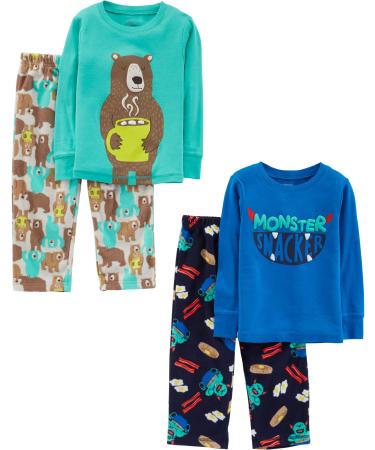 Simple Joys by Carter's Boy's Pajama Set 5 Years Blue/Grey Bear/Turquoise Green/Junk Food Monster
