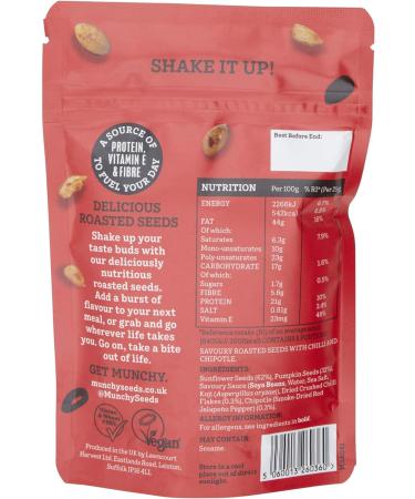 MUNCHY SEEDS Mild Chilli Protein Snack Mix - Plant-Based Source of Protein, Fibre & Vitamin E - Vegan Snacks for Kids & Adults - 125g Pack - Buy Online on SooperMarket.com