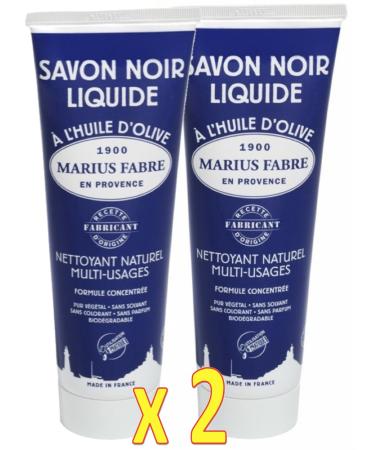 Marius Fabre - SAVON NOIR LIQUIDE l'HUILE d'OLIVE - Nettoyant Naturel Multi-Usages - Lot de 2 Tubes de 250 ml