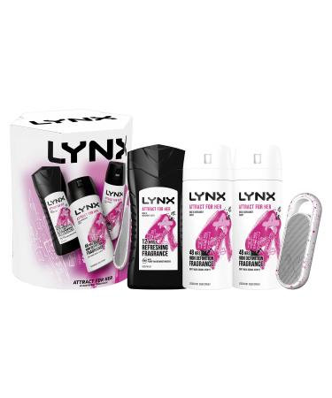 Unbranded LYNX Attract for Her Trio & Speaker Gift Set 2 bodysprays & bodywash perfect for her daily routine 3 piece