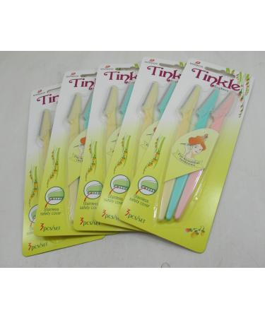 Tinkle Eyebrow Razor for Beautiful Eyebrows 3/Pack Pack of 5 15 Eyebrow Razors in All