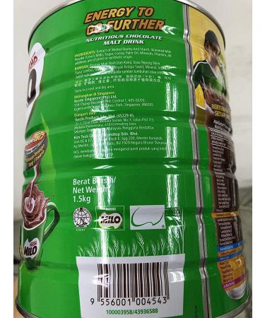 Nestle Milo Malaysia 1.5kg Tin Can - Halal Chocolate Malt Powder Energy Drink - Buy Online on SooperMarket.com