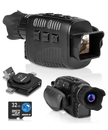 CREATIVE XP 2021 Digital Night Vision Monocular for 100% Darkness - Travel Infrared Monoculars Save Photos & Videos - IR High-Tech Spy Gear for Hunting & Surveillance - Card Reader Included Black