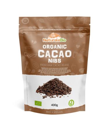 Organic Raw Cacao Nibs 400g. Peruvian Natural and Pure. Made in Peru from The Theobroma Cacao Plant. Source of Magnesium Potassium and Iron. NaturaleBio Nibs 400 g (Pack of 1)