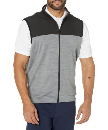 PUMA GOLF Mens CLOUDSPUN Colorblock Vest PUMA Black-QUIET SHADE Heather 3X-Large