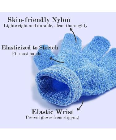 Reusable Blue Exfoliating Glove - 2pc Set for Body Scrubbing and Dead Skin Removal - Buy Online on SooperMarket.com