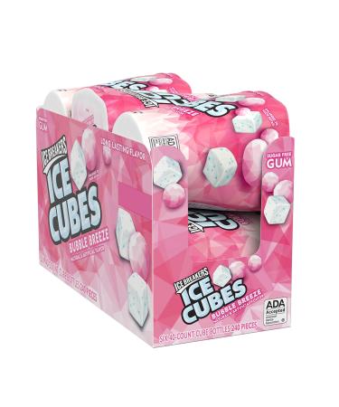 ICE BREAKERS ICE CUBES BUBBLE BREEZE Sugar Free Chewing Gum, Made with Xylitol, 3.24 oz Bottles (6 Count, 40 Pieces) 40 Count (Pack of 6) Bubble Breeze