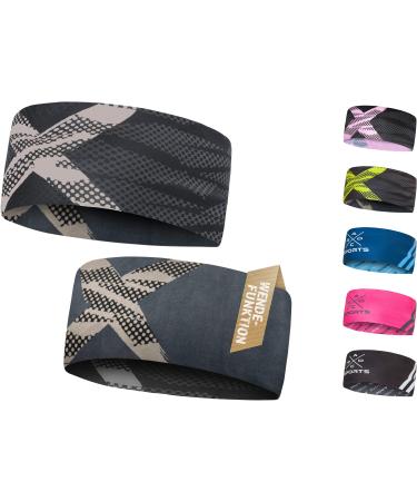 Sports headband for turning light elastic quick -drying headband earmaker welding tape hair band headband hiking running bike ski under helmet black gray x single pack