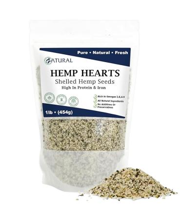 Hemp Hearts - 100% Pure Hemp Hearts - Raw Shelled Hemp Seeds (1 Pound)