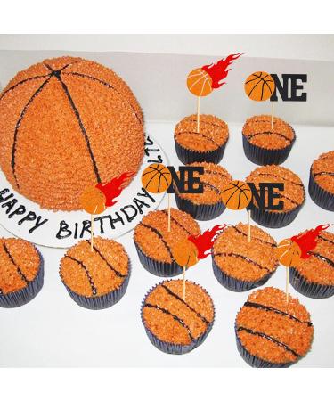 Arthsdite 24Pcs Basketball One Cupcake Toppers Basketball Themed First Birthday Cake Topper Decorations for Sport Theme Boys First Birthday Party Sports Event Party Supplies - Buy Online on SooperMarket.com