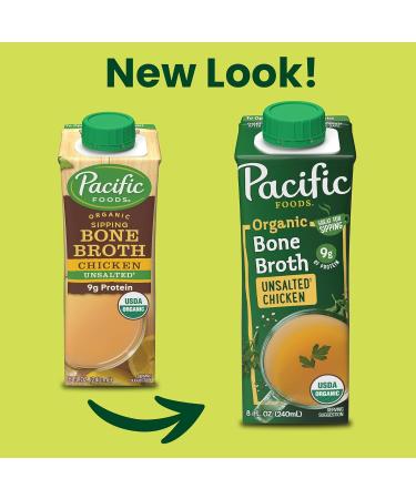 Pacific Foods Organic Bone Broth Original Chicken 8oz Cartons 12-Pack - Keto Friendly Chicken Bone Broth, 8 Fl Oz (Pack of 12) - Buy Online on SooperMarket.com