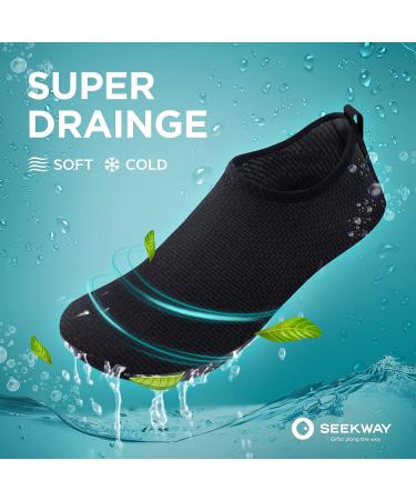 SEEKWAY Water Shoes - Quick Dry Aqua Socks for Beach, Pool & Surf - Black SK002 - Size 8.5-9.5 Women/7.5-8.5 Men - Buy Online on SooperMarket.com
