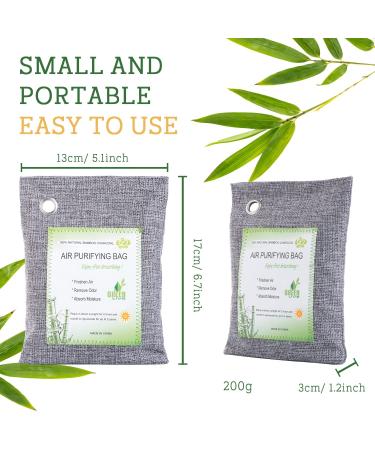 8-Pack Activated Bamboo Charcoal Bags for Natural Air Purification - Home, Car, Closet, Bathroom - Moisture Absorber & Odor Eliminator (200g) - Buy Online on SooperMarket.com