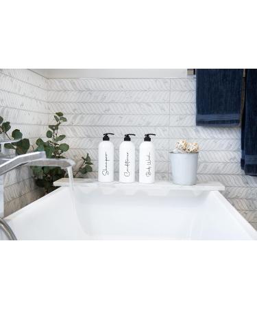 Alora 16oz Reusable Shampoo and Conditioner Bottles - Set of 3 - White - Easy to read Lettering - Pump Bottle Dispenser for Shampoo Conditioner Body Wash - Empty Plastic Refillable Containers Set of 3 White - Buy Online on SooperMarket.com
