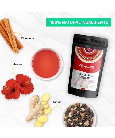 Udyan Tea Hibiscus Spice Green Tea - 100 g (40 Cups) | Supports Heart Health Regulates Blood Pressure Boosts Energy | Stress Relief and Relaxation Blend - Buy Online on SooperMarket.com