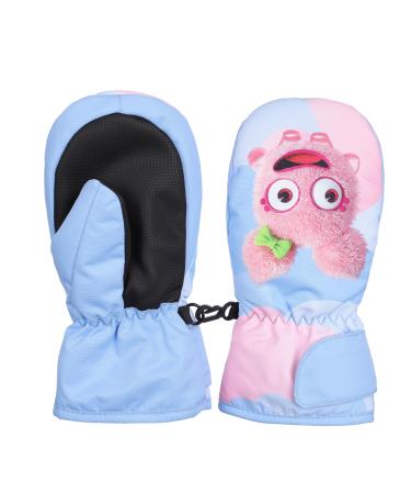 FAYHIJUN Waterproof Kids Mittens Toddler Winter Cold Weather Thermal Fleece Lined Warm PU Palm Gloves Snow Ski Glove for Age 1-9 Boys Girls Baby Skiiing Snowboarding Cycling Running Walking Outdoor sky blue S(Age1-3)