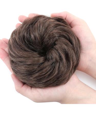 Scrunchie Hair Bun Extension Updo Hairpiece in Dark Brown & Auburn - 45g - Buy Online on SooperMarket.com