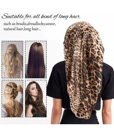 Satin Bonnet for Women 2 Pack - Soft & Elastic Black Leopard Hair Cap - Large Breathable Silky Sleeping Bonnet - Braids Bonnets for Women - Buy Online on SooperMarket.com