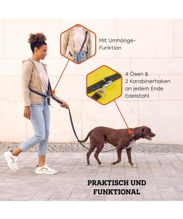 Buy Vitazoo 3m Dog Leash - Adjustable Nylon Graphite Leash with Carabiners for All Dog Sizes - Reflective Black Guide Leash - Buy Online on SooperMarket.com