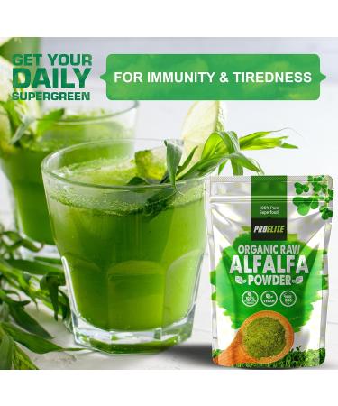 Organic Alfalfa Powder 250g Support Energy and Stress Vegan Keto Green Superfood Supergreen Raw Natural Alfalfa Powder Juice Shots PROELITE - Buy Online on SooperMarket.com