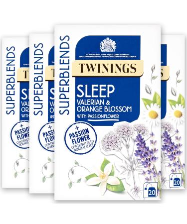 Twinings Superblends Sleep Tea - Valerian Root & Orange Blossom Herbal Tea Infusion with Passionflower & Lavender - Sleep Tea 80 Biodegradable Tea Bags Sleep Valerian