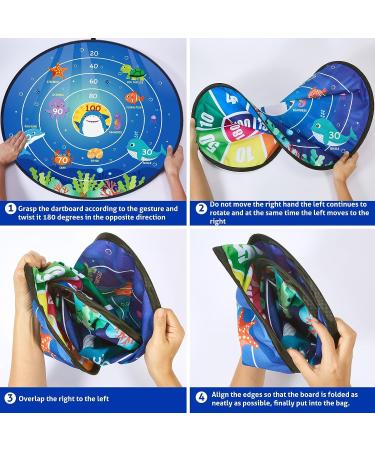 Kids Dart Board Game Set - Large Double Sided 28 with 16 Sticky Balls and 8 Darts | Indoor/Outdoor Party Game Toys | Birthday Gifts for Boys Girls 3-12 Years Blue - Buy Online on SooperMarket.com