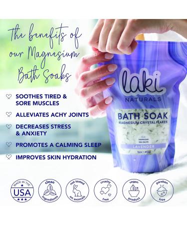 Laki Naturals Bath Soak - Charcoal Lava Magnesium Flakes & Hawaiian Sea Salt - Therapeutic Relaxation Salts (16 oz) | Shop Internationally - Buy Online on SooperMarket.com