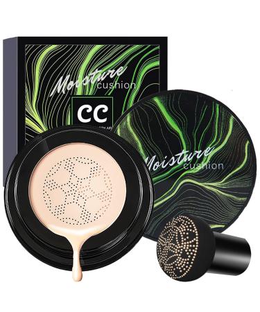 Mushroom Head Air Cushion CC Cream Foundation,QIUFSSE Mushroom Head Foundation BB Cream Makeup Foundation Concealer Brighten Long-lasting Oil Control and Moisturizing-Ivory
