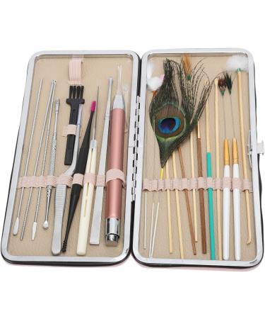 23Pcs Stainless Steel Double Headed Ear Spoons Set - Ear Wax Removal Tool with Spiral Tips for Ear Care - Cherry Powder Ear Picking Set - Buy Online on SooperMarket.com