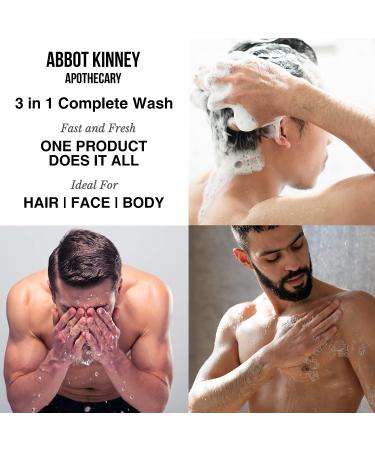 ABBOT KINNEY APOTHECARY Men's 3-in-1 Tea Tree Wash - 32oz for Skin and Hair | Moisturizing Shampoo, Conditioner, Body Wash - Buy Online on SooperMarket.com