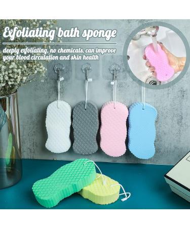 6 PCS Ultra Soft Exfoliating Bath Sponge Set with Sticky Hooks - Ideal for Adults, Children, and Pregnant Women - Buy Online on SooperMarket.com