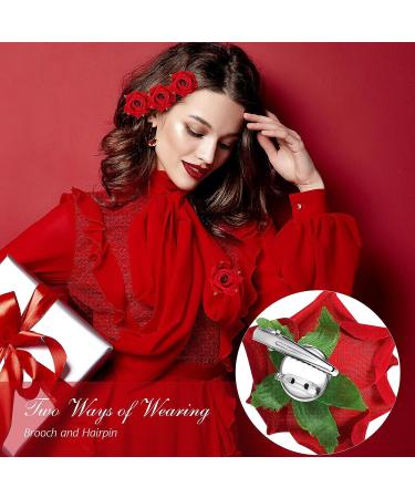 24 Pieces Red Rose Flower Hair Clips and Brooches for Women and Girls - Elegant Boho Floral Hair Accessories - Buy Online on SooperMarket.com