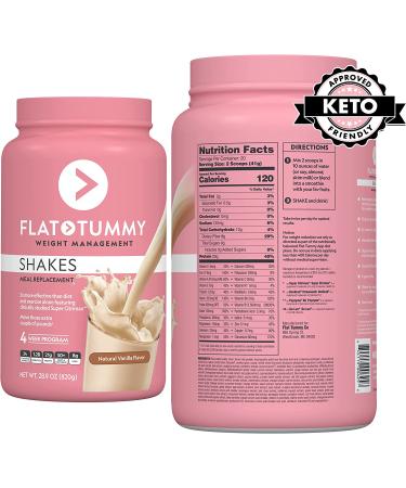Flat Tummy Vanilla Meal Replacement Shake - 20 Servings, Plant Based Protein for Women - Vegan, Gluten Free, Dairy Free, Vitamins & Minerals, Keto-Friendly for Weight Management - Buy Online on SooperMarket.com