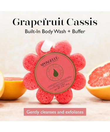 Spongelle Grapefruit Cassis Wild Flower Loofah Body Scrubber Exfoliating Bath & Shower Sponge for Women | 14+ Uses | Infused with Zesty Grapefruit Cassis & Vanilla - Buy Online on SooperMarket.com