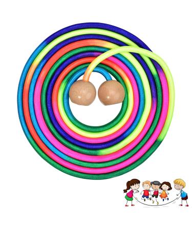 Springs rope for multiplayer 5m long jump rope children jumping part with wooden ball handle |Rainbow |Adjustable small gifts for children