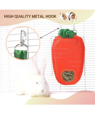 JanYoo Bunny Feeder Hay Bag for Rabbits Guinea Pig Cage Manger with Hooks Food Dispenser Storage Hanging for Chinchilla E-Straberry+Carrot Pack of 2 - Buy Online on SooperMarket.com