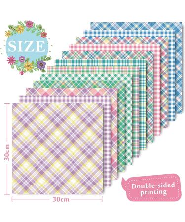 Whaline Pastel Plaid Pattern Paper 24 Sheet Pack - Double-Sided Craft Paper for Easter Decor, Scrapbook, Card Making - 30 x 30cm - Buy Online on SooperMarket.com