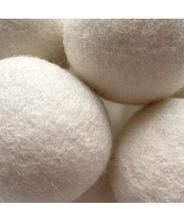 Organic 6 Pack Large Laundry Dryer Balls 100% New Zealand Wool Reusable Natural White or Grey Soft Eco Friendly with Cotton Bag (White) - Buy Online on SooperMarket.com