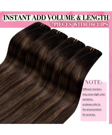 Youngsee 40 cm Brown Ombre Clip-In Extensions - Real Hair 120g 7 Pieces - Smooth & Easy Clips - Buy Online on SooperMarket.com