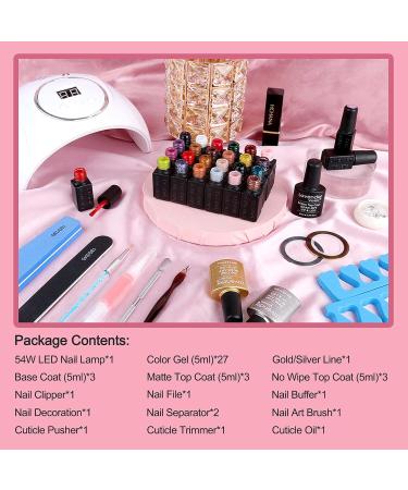 Lavender Violets 48pcs Jelly Gel Nail Polish Kit with LED Nail Dryer | Trendy Soak Off Colors | Matte Top Coat & Free Nail Decorations Included | Manicure Tools - Q976 - Buy Online on SooperMarket.com