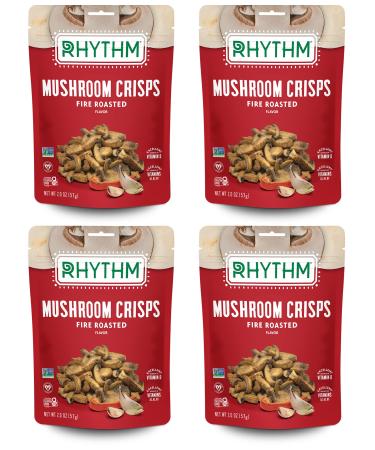 Rhythm Superfoods Mushroom Crisps Fire Roasted Non-GMO 2.0 Oz (Pack of 4) Vegan/Gluten-Free Superfood Snacks
