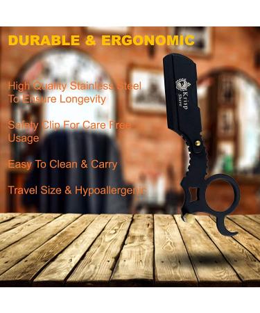 Krisp Shave Classic Straight Edge Barber Razor for Men - Salon Quality Shavette with 10 Blades for Close Shaving - Buy Online on SooperMarket.com